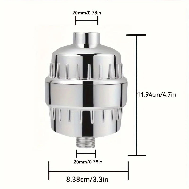 Shower Water Filter with 2 Replaceable Filter Cartridges for Hard Water