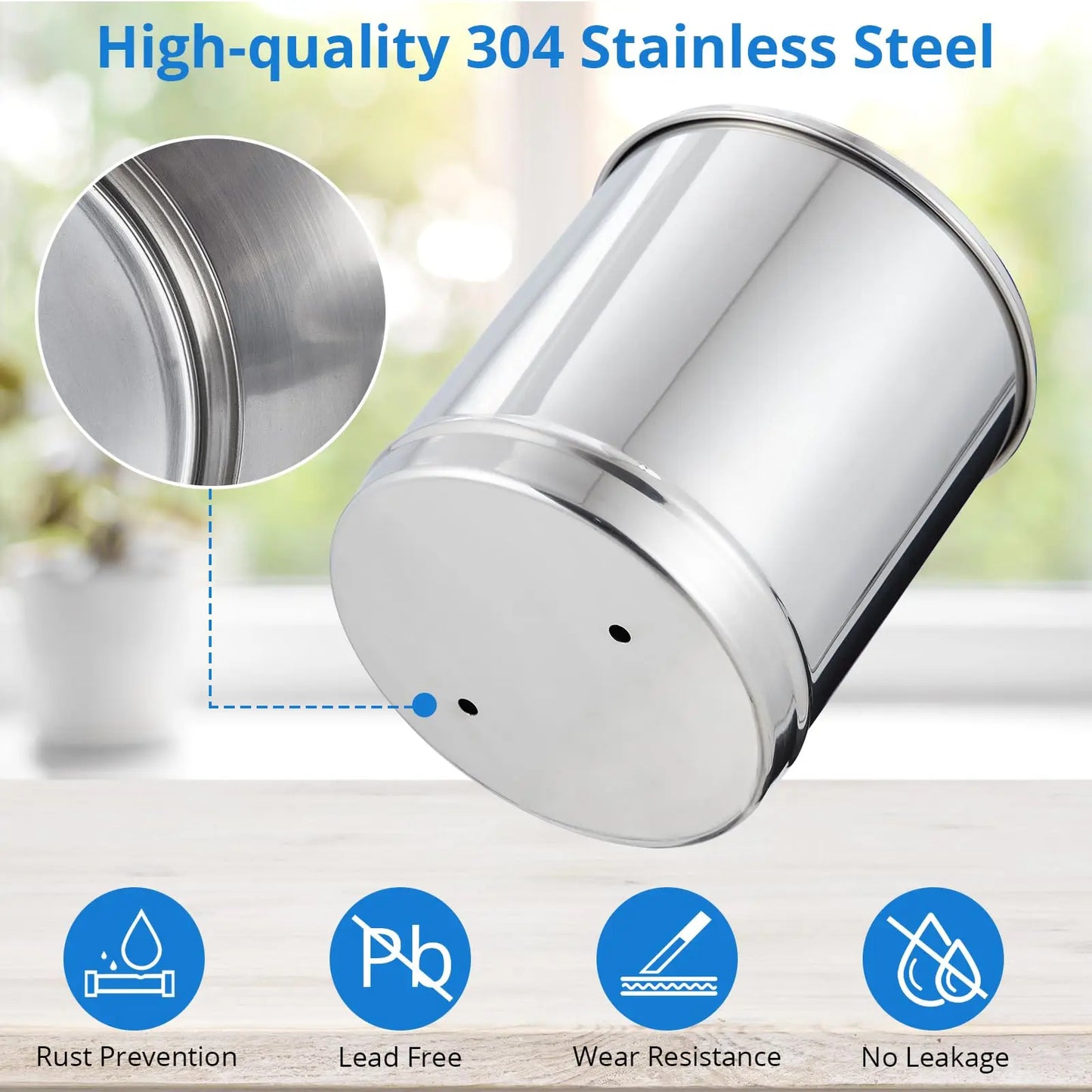 Water Filter System Stainless Steel with 2 Black Carbon Filters, Chlorine and Lead Reduction, 2.25Gallon