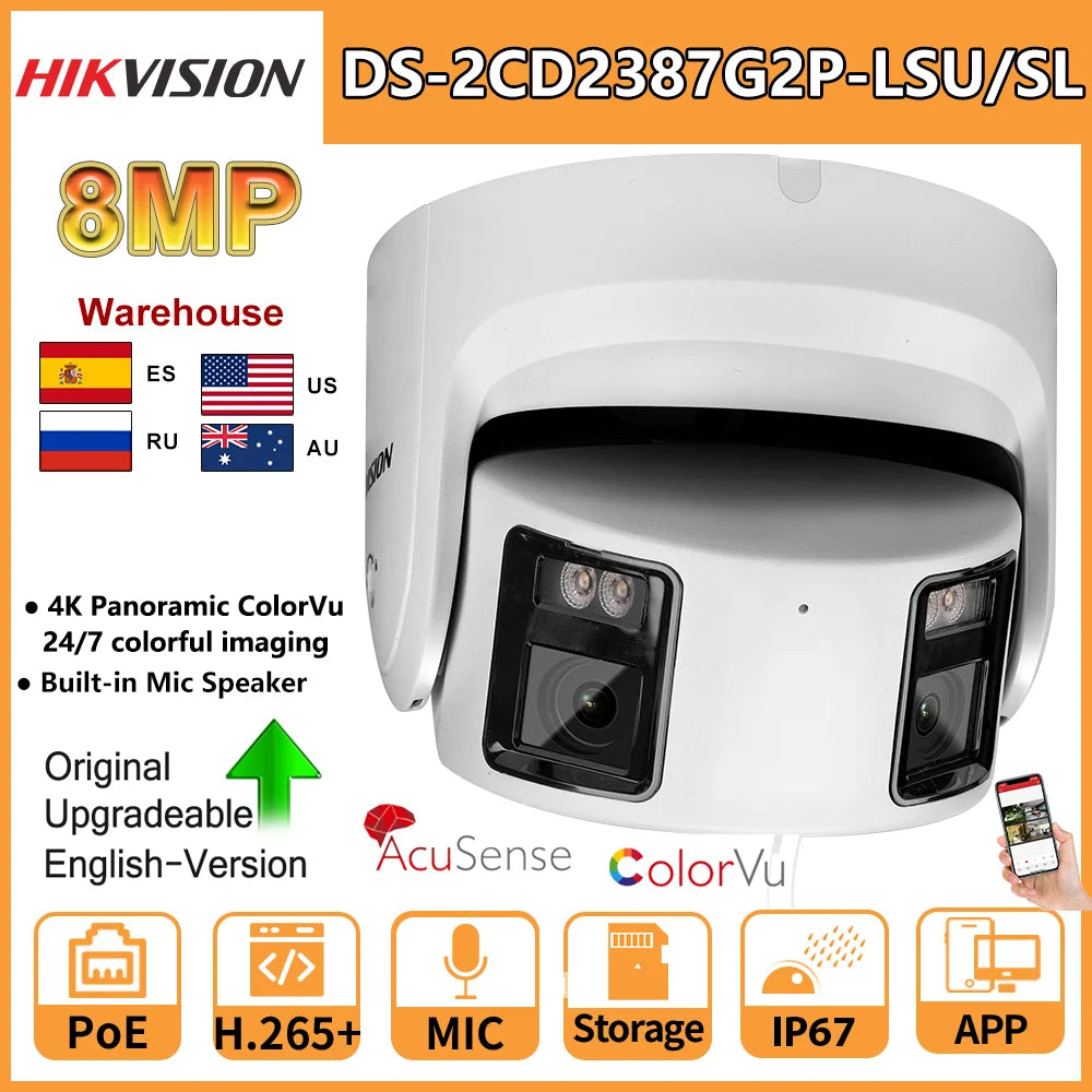 Panoramic ColorVu Turret,Security Double Lens Color Night Built-in Mic Speaker
