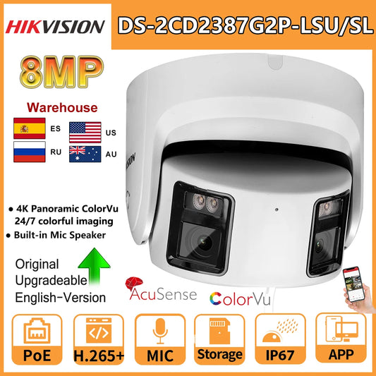 Panoramic ColorVu Turret,Security Double Lens Color Night Built-in Mic Speaker