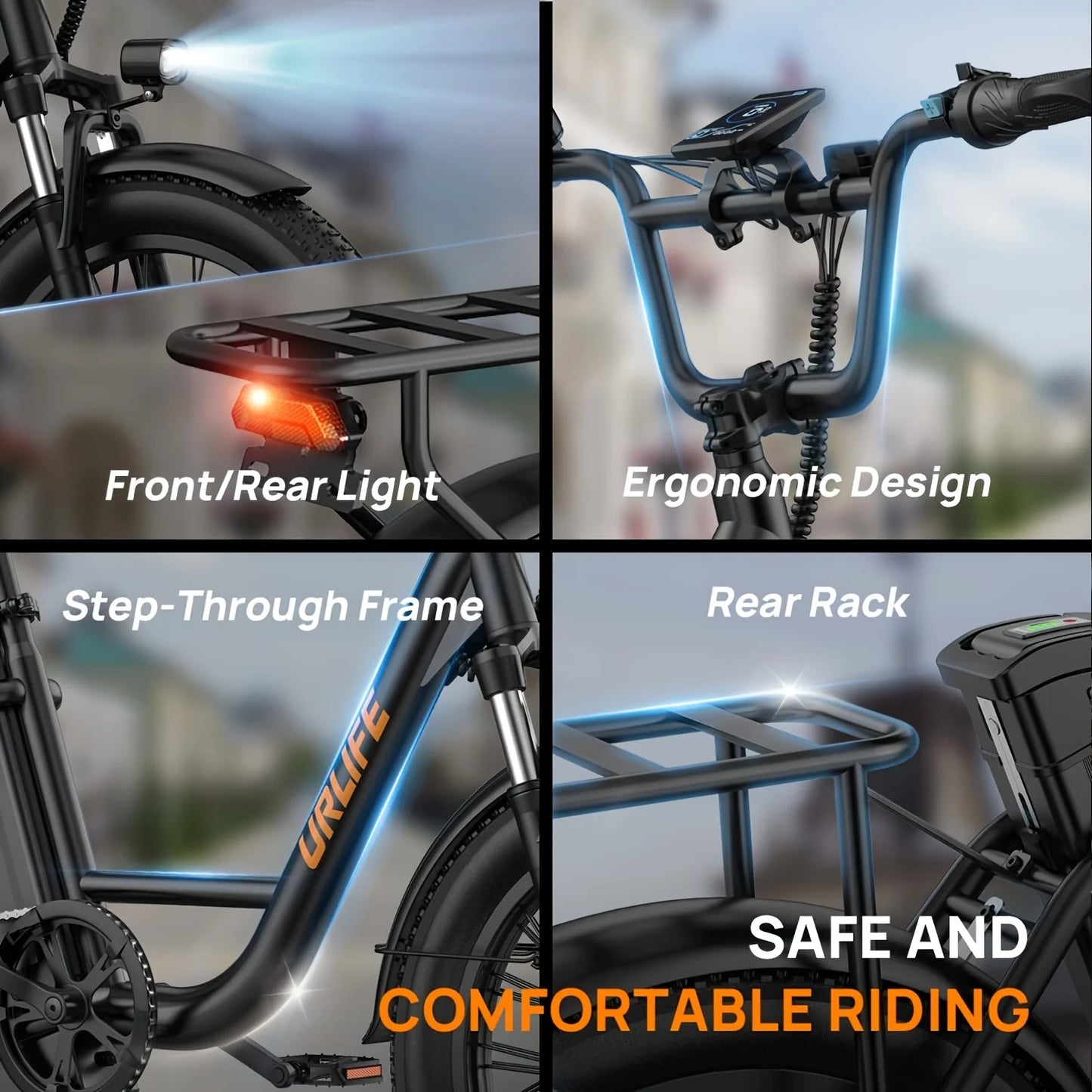 Electric Bike, Removable Battery, 20MPH, 7-Speed E-Bike with Dual Disc Brake