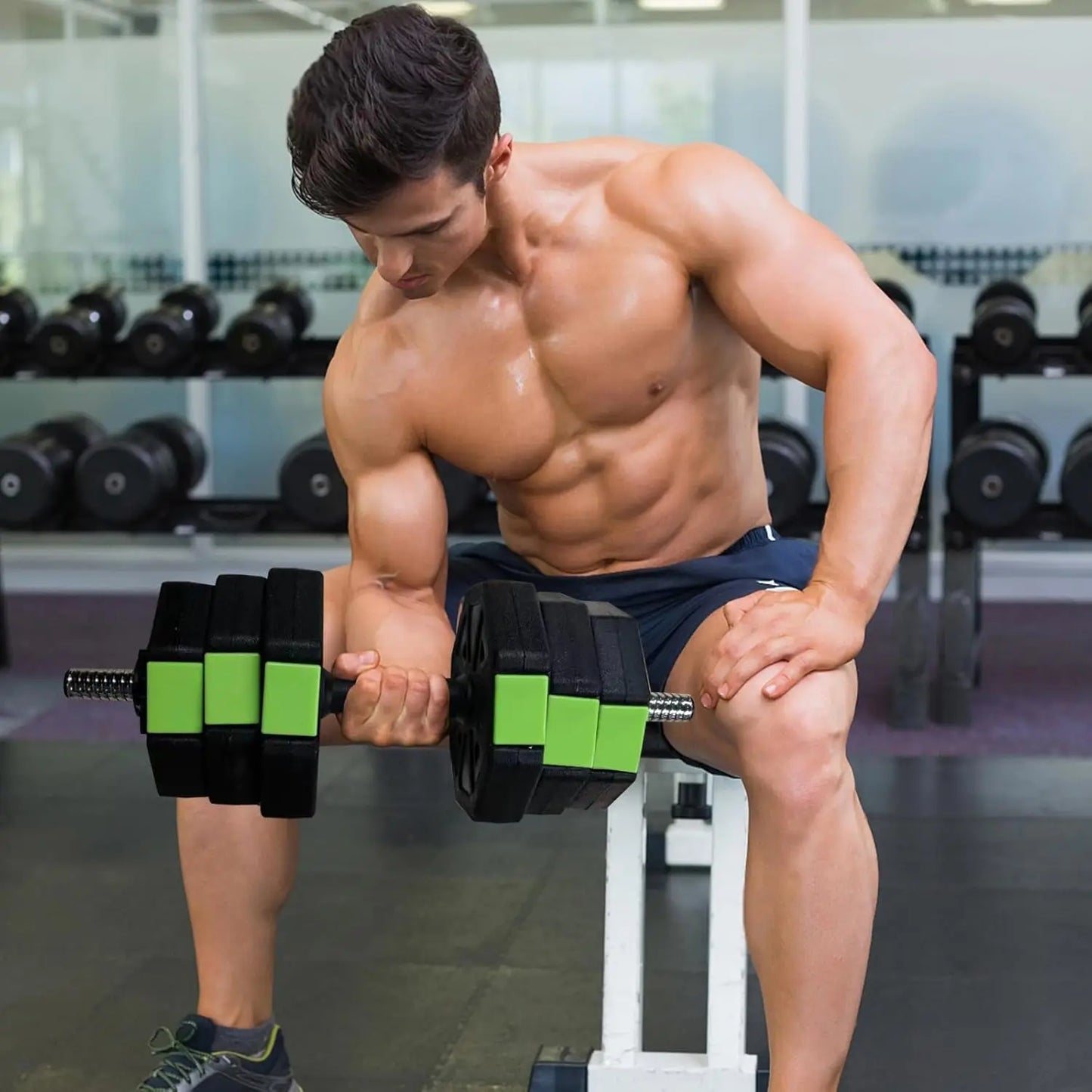 4 in 1 Adjustable Dumbbell Set,44lbs Weight Set with Iron Handle