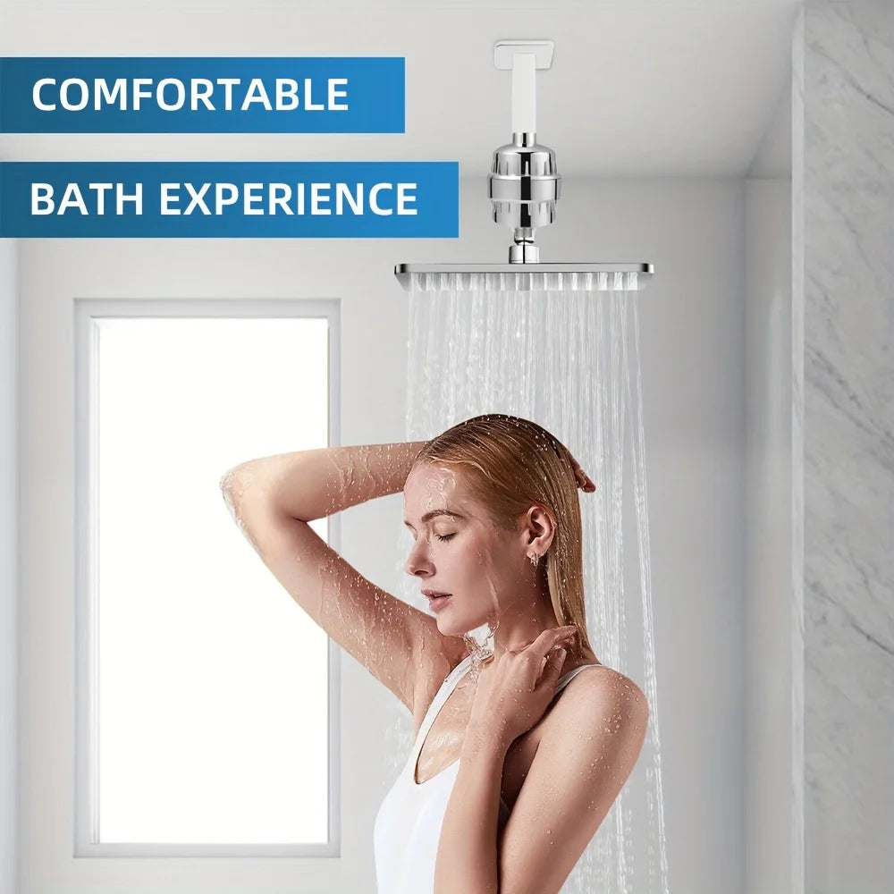 Shower Water Filter with 2 Replaceable Filter Cartridges for Hard Water