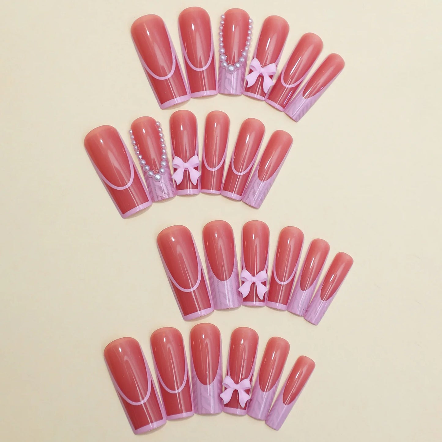 French Pink Press on Nails, Reusable False Nails