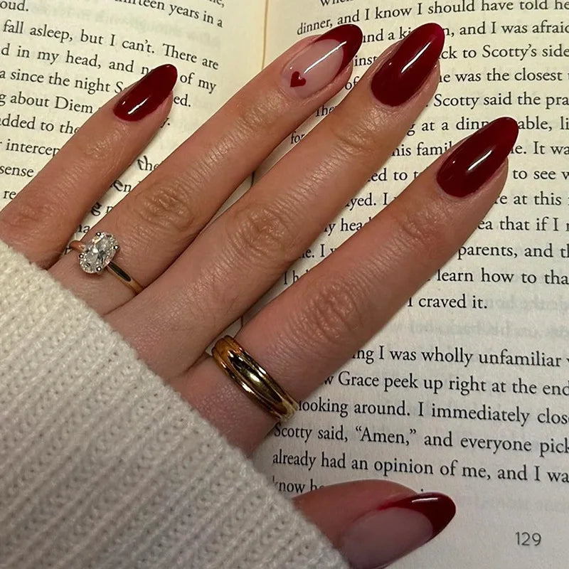 24pcs White French Fake Nails with Glue Simple Pink Press on Nails Short Oval Shape Reusable Acrylic Full Cover Nails Tips